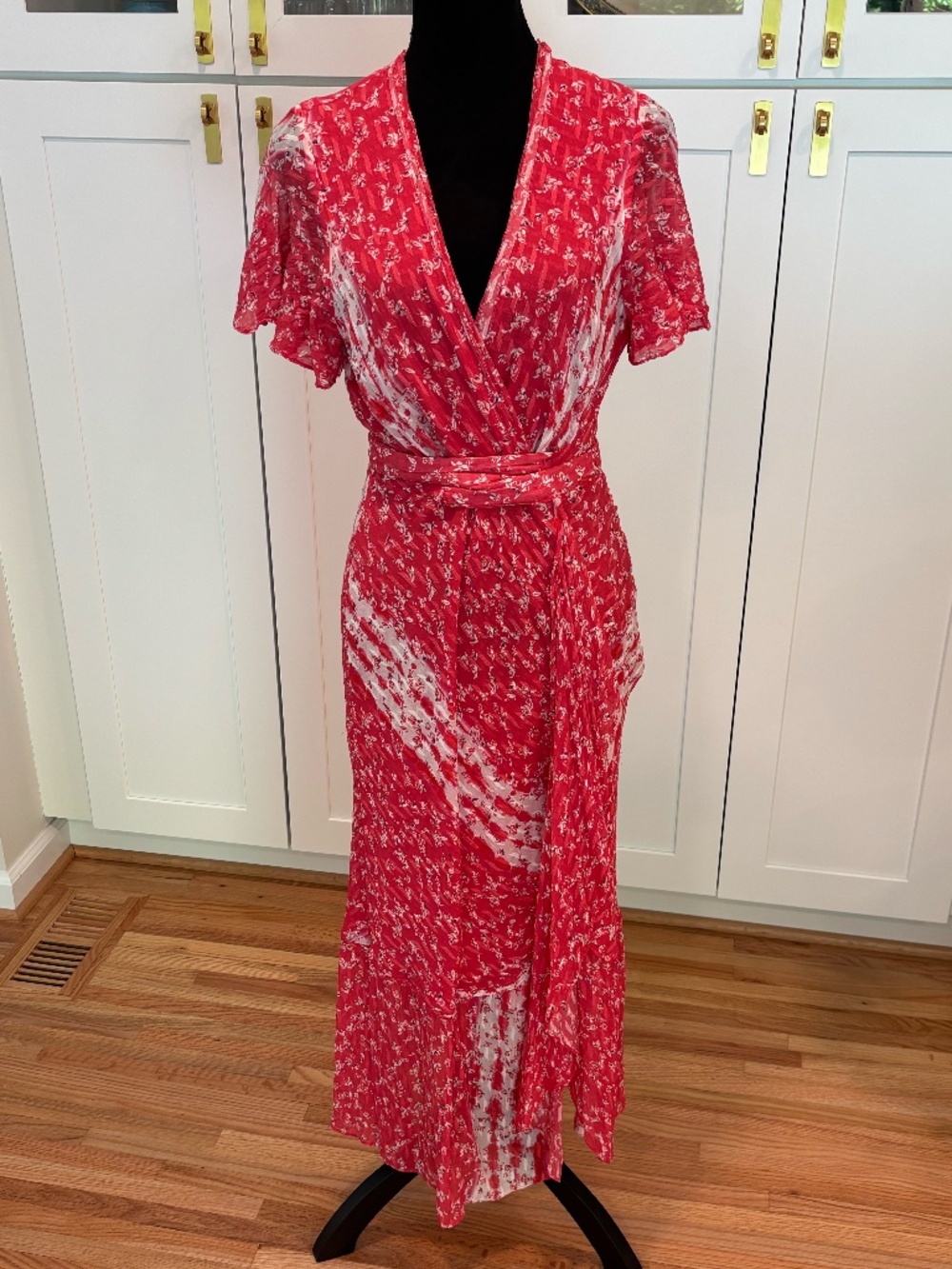 Tanya Taylor Red Printed Wrap Dress | Size 6 | Elegant & Eye-Catching